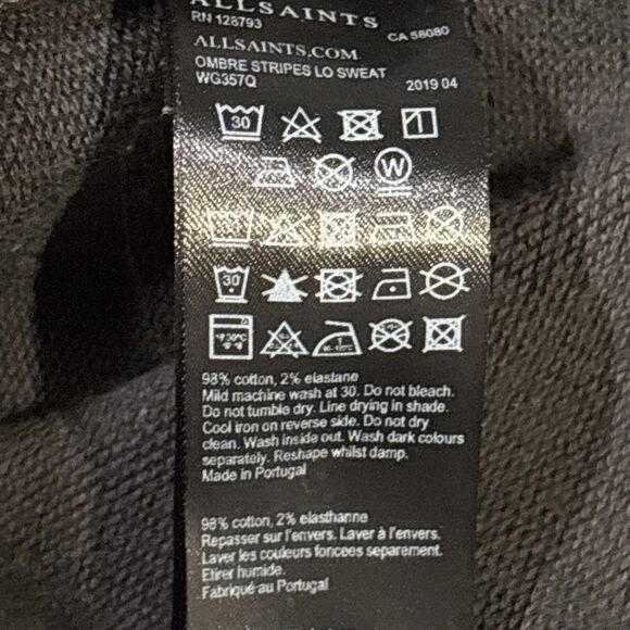 All Saints Ombre Stripes Lo Sweatshirt Women's Size Medium Gray Blue Pink Terry - Picture 14 of 14